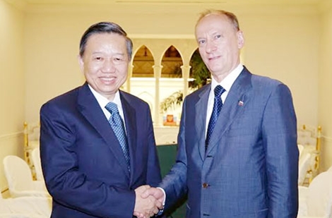 Bộ trưởng Tô Lâm hội kiến Thư ký Hội đồng An ninh Liên bang Nga, Pát-tru-sép Nhi-cô-lai Plat-tô-nô-vich.